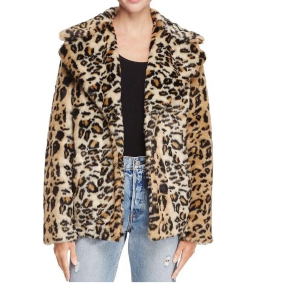 Leopard Print Faux Fur Jacket - Picture 1 of 4